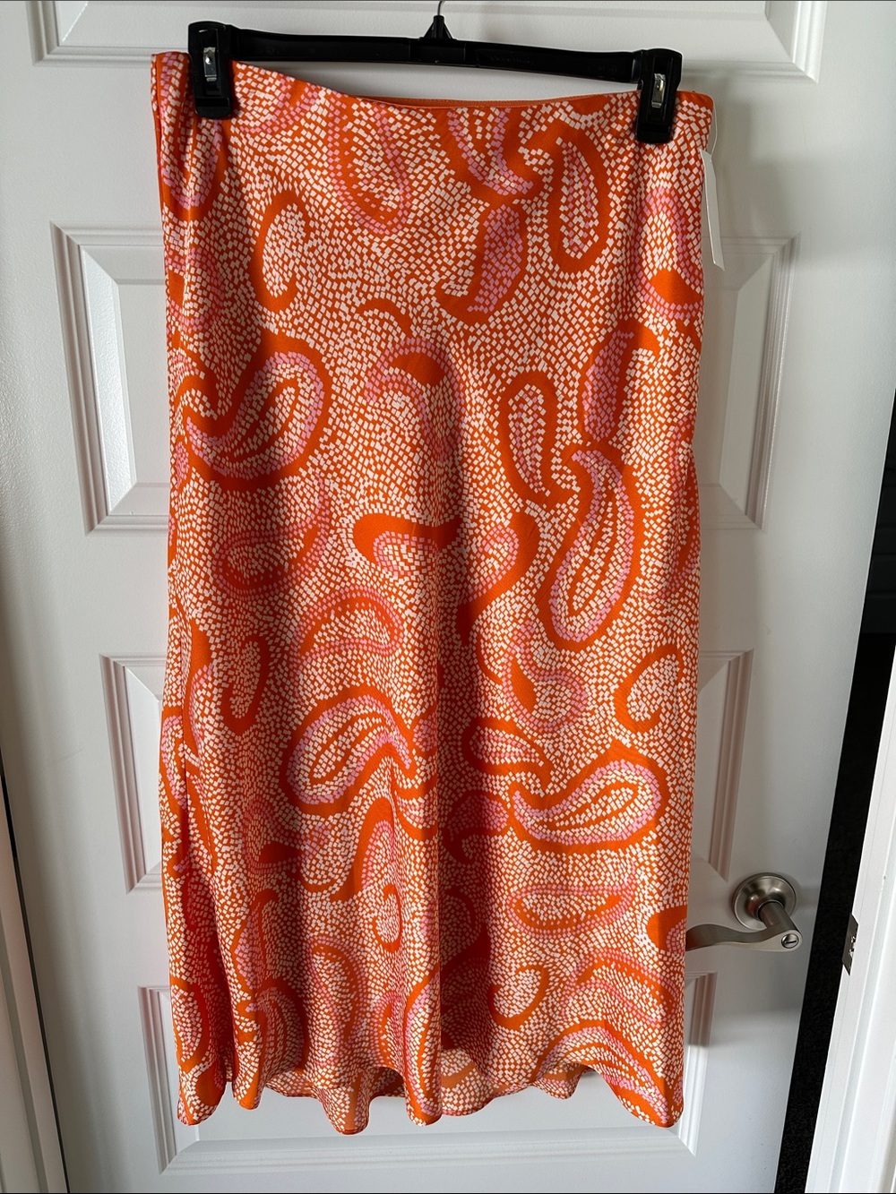 1. State, Orange, Paisley, Midi Skirt - Size 14W
